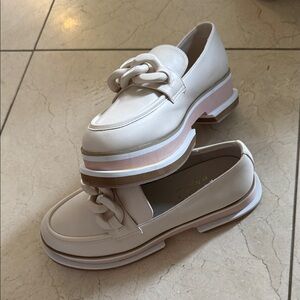 Coconuts by Matisse Cream Loafers with Chain Accent